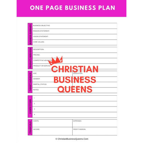 One Page Business Plan
